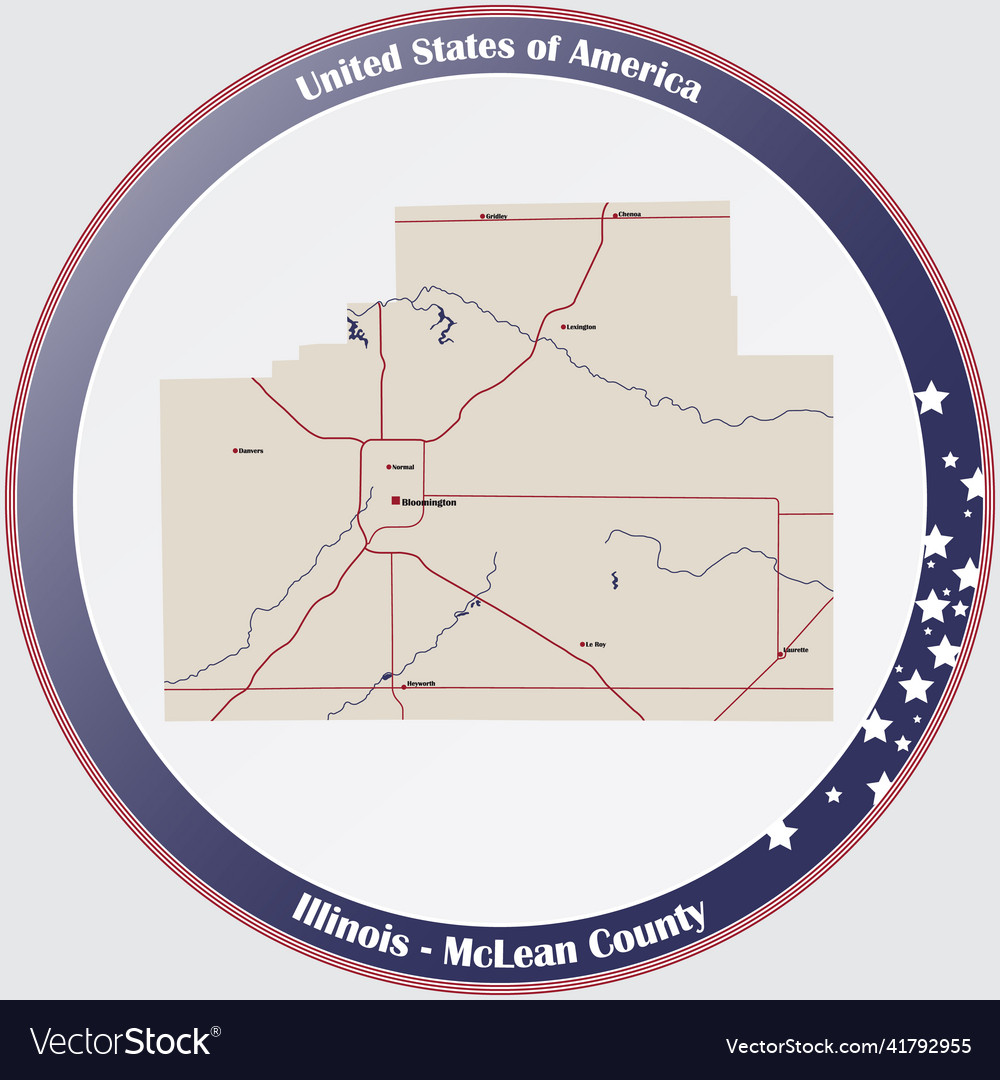 Map of mclean county in illinois Royalty Free Vector Image