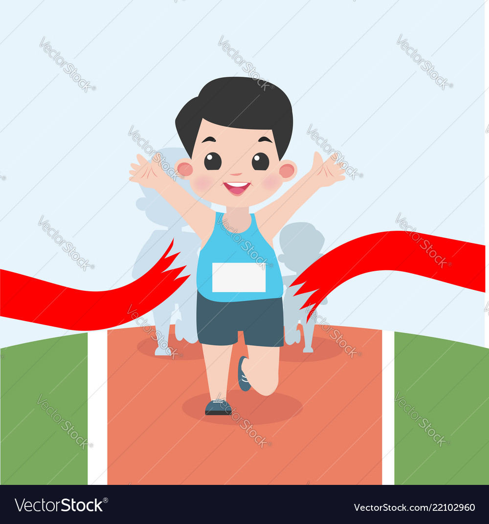 Boy jogging marathon race Royalty Free Vector Image