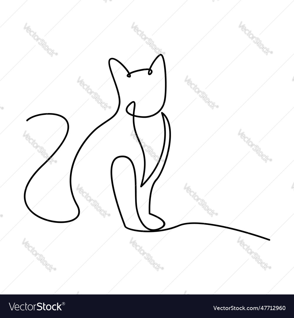 Cat Single Line Logo Icon Design Royalty Free Vector Image