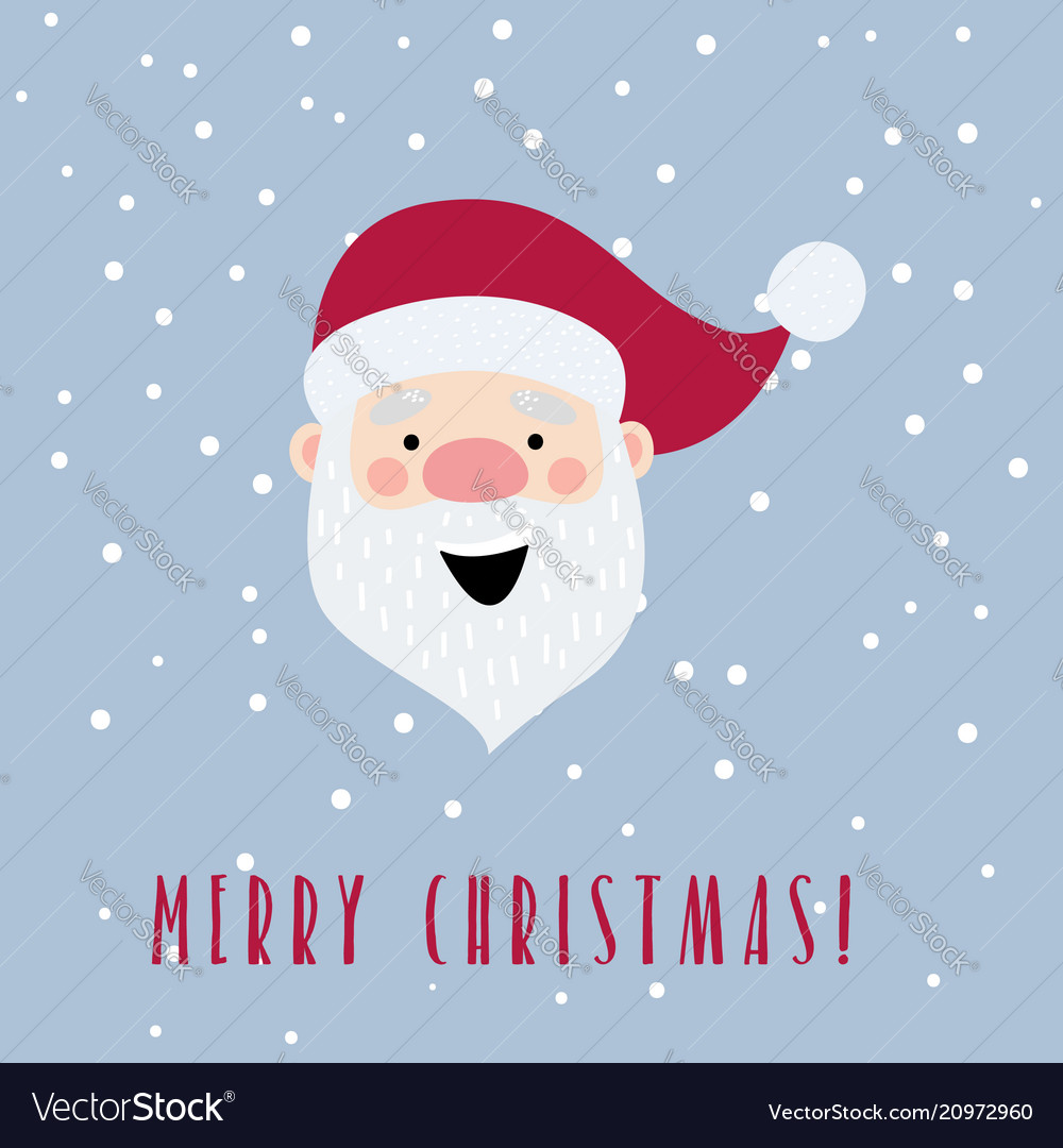 Christmas card with cartoon santa claus