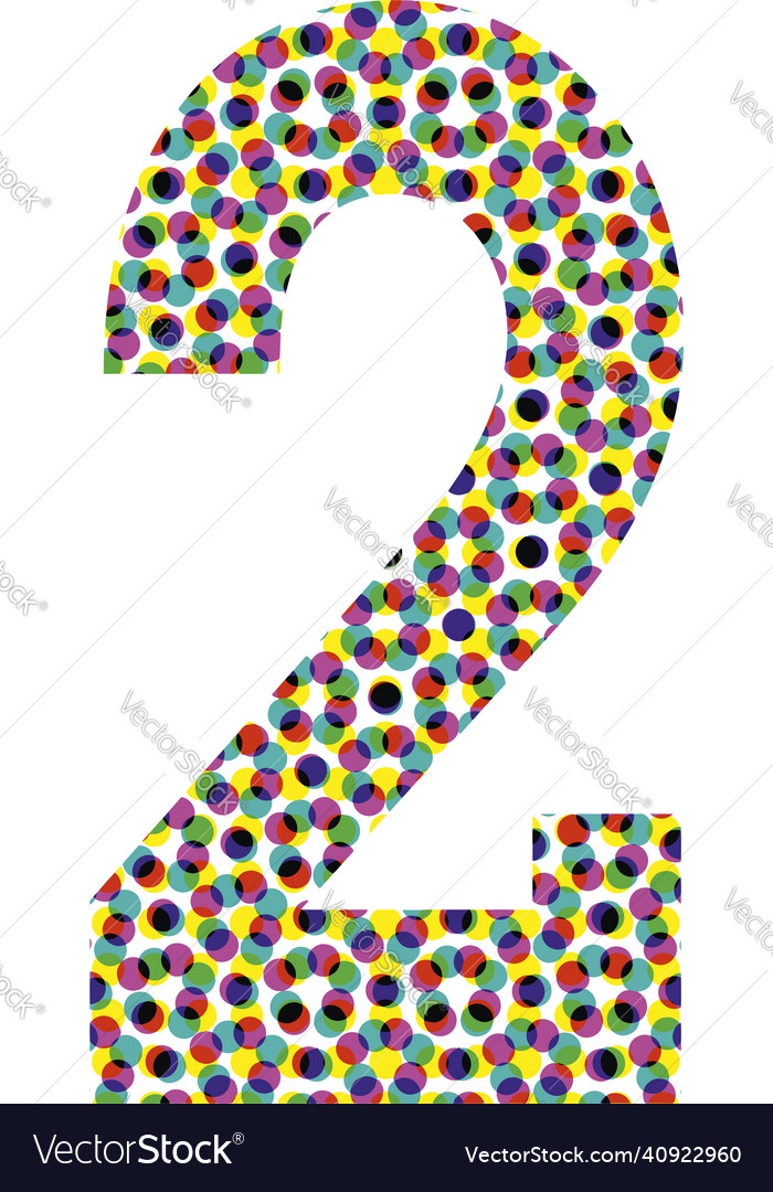 Colorful halftone font design number 2 Royalty Free Vector