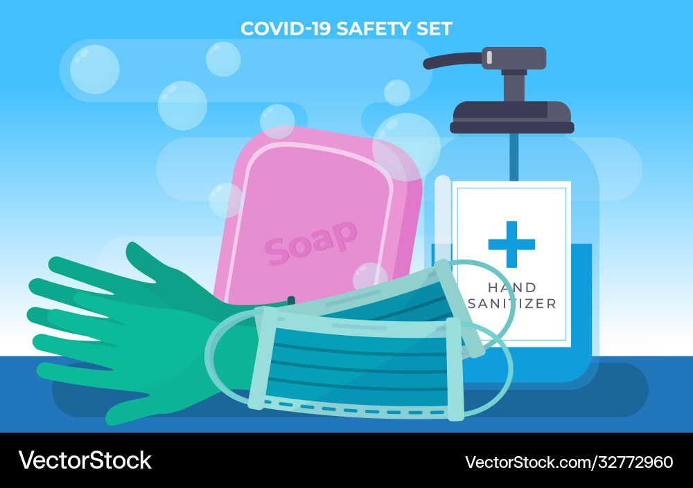 Covid19-19 safety set Royalty Free Vector Image