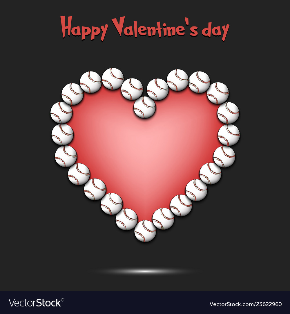 Happy valentines day heart from baseball balls Vector Image