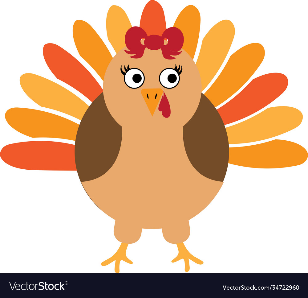 Thanksgiving turkey bird with bow vector image Thanksgiving turkey bird with bow