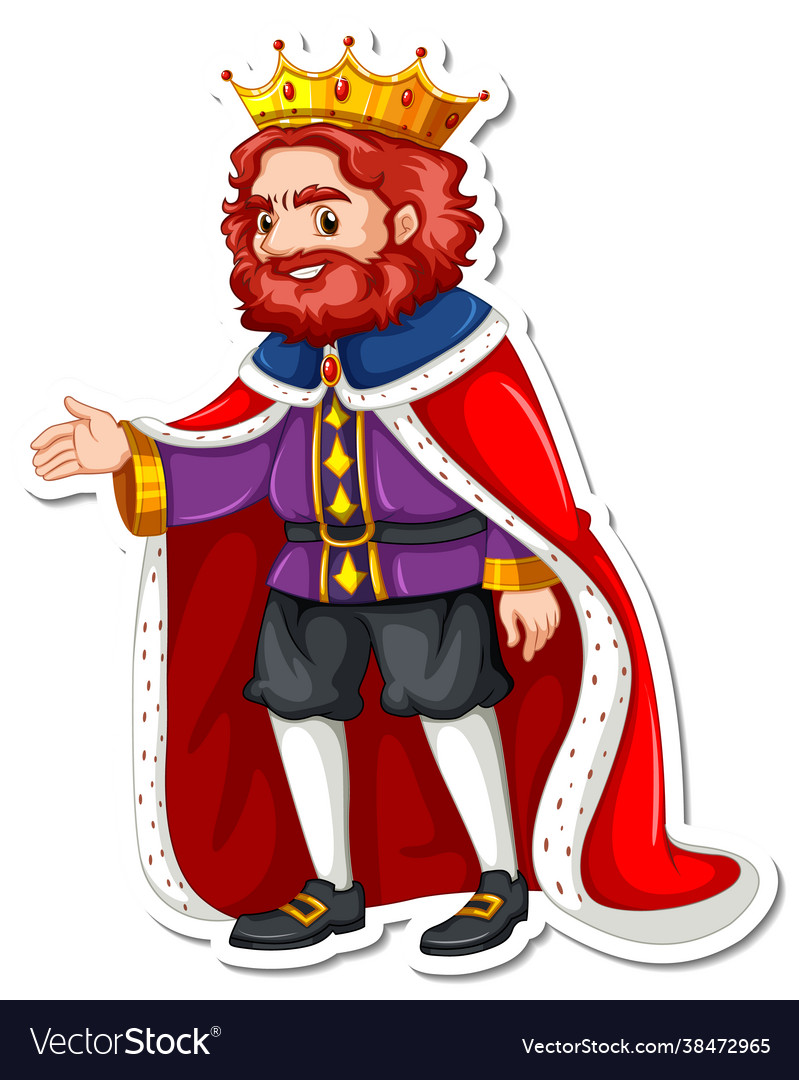 A king with red robe cartoon character sticker Vector Image