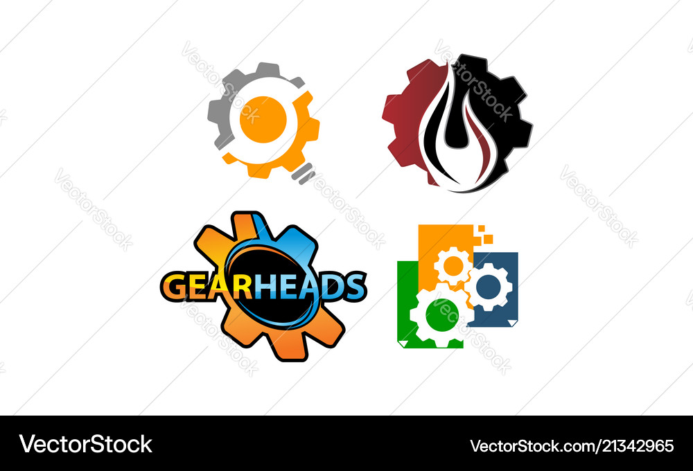 Gear solution template set Royalty Free Vector Image