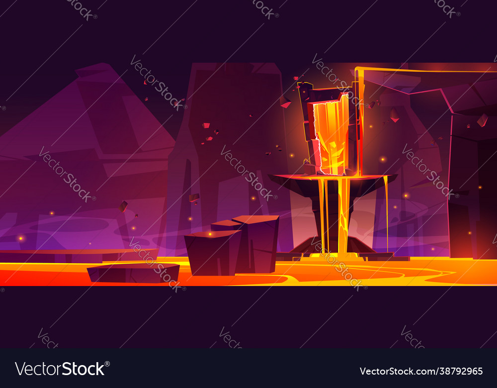 Magic portal in hell underground landscape cave vector image Magic portal in hell underground landscape cave