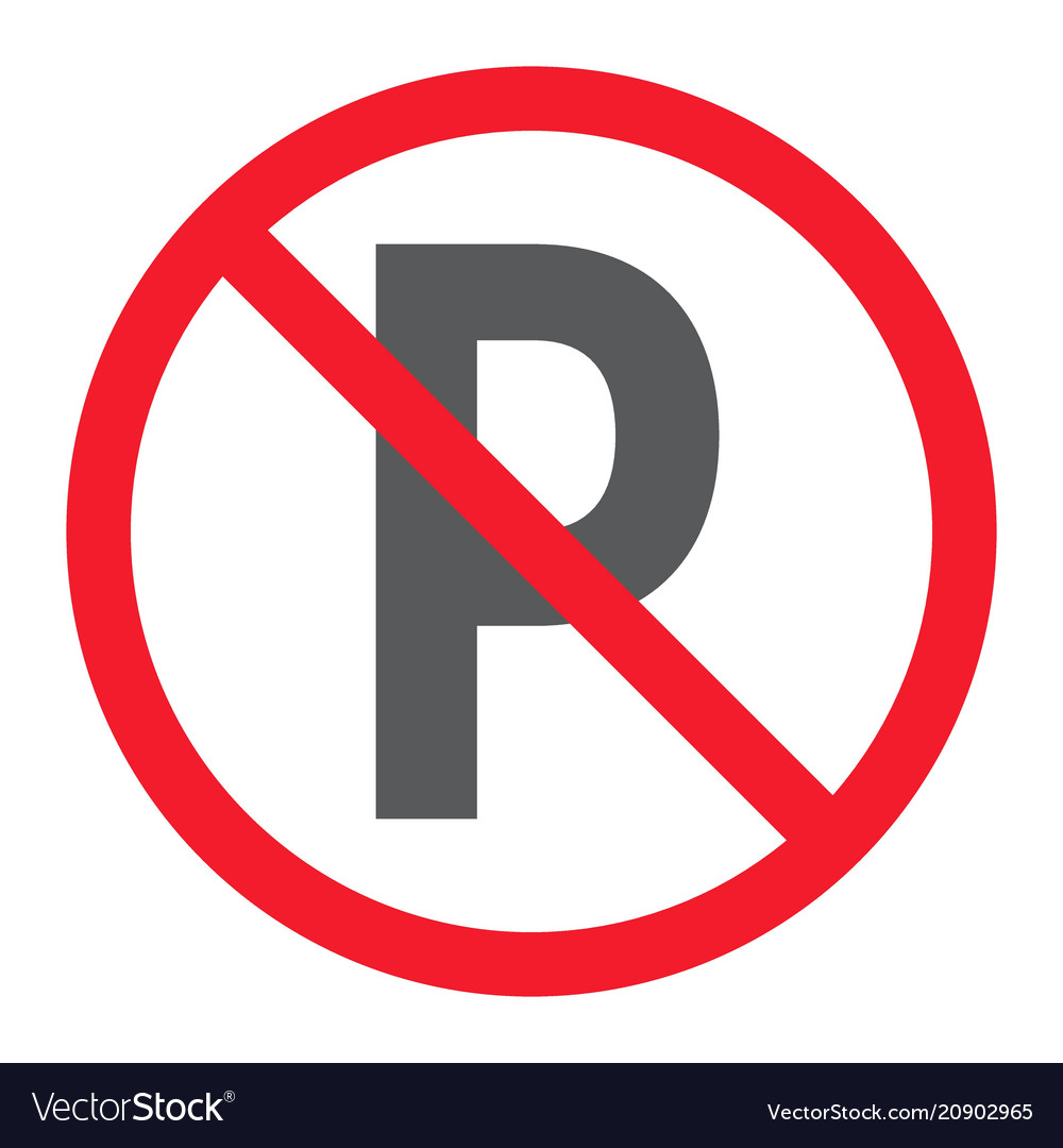 No Parking Glyph Icon Prohibition And Forbidden Vector Image