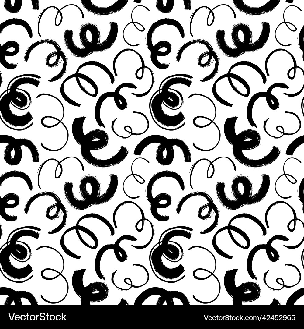 Random curved black lines and wavy brushstrokes Vector Image