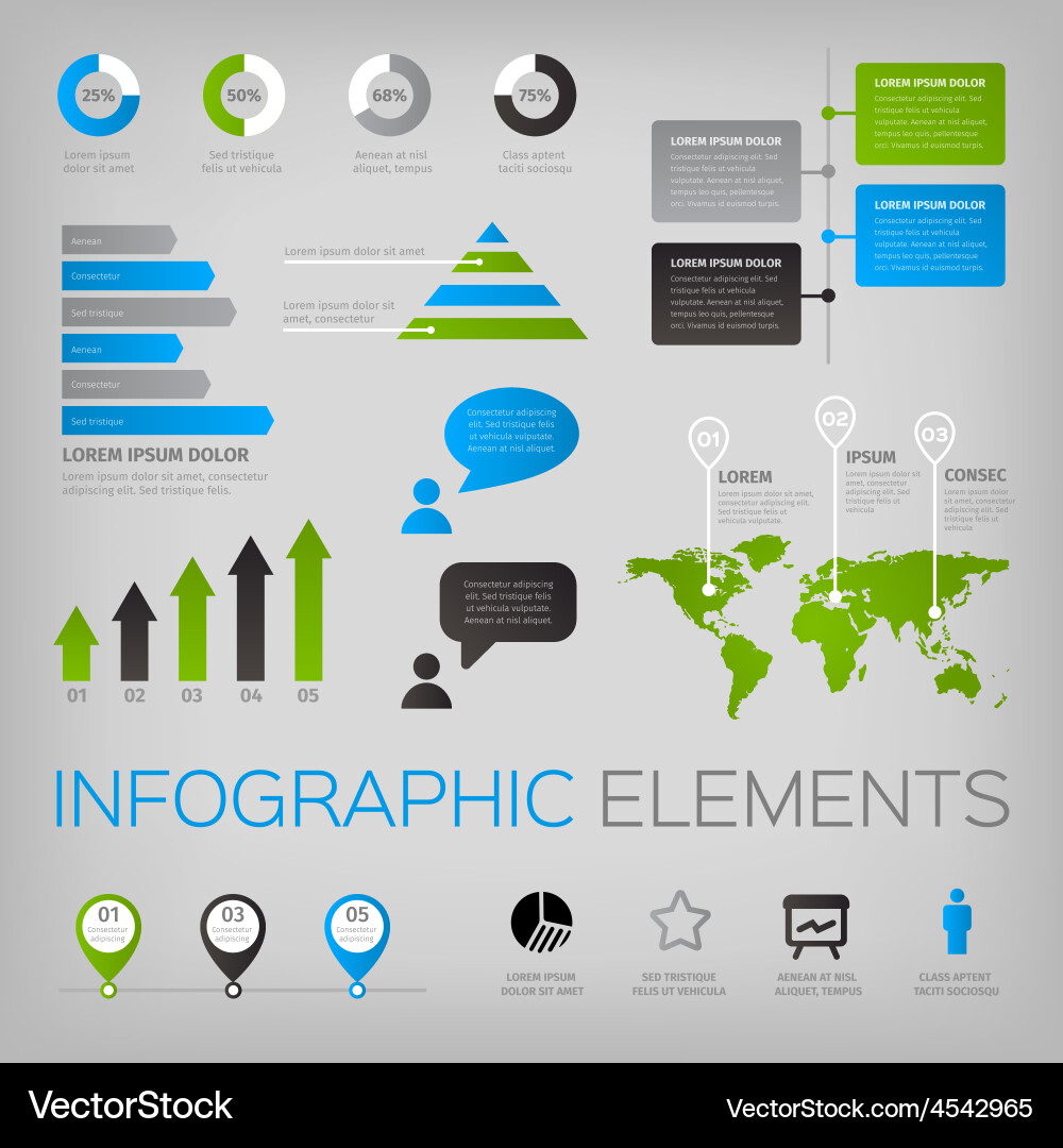 Set infographic elements with world map Royalty Free Vector