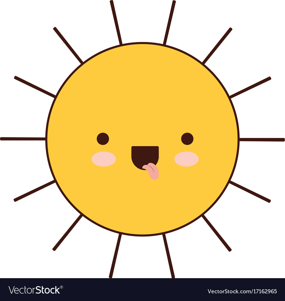 Sun icon colorful kawaii silhouette Royalty Free Vector