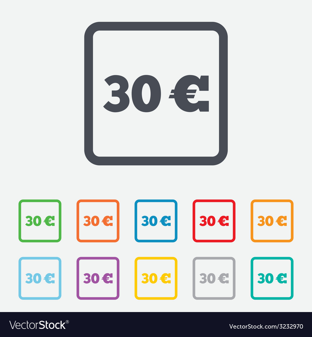 30 Euro Sign Icon Eur Currency Symbol Vector Image On Vectorstock 30 Euro Sign Icon Eur Currency Symbol Vector Image