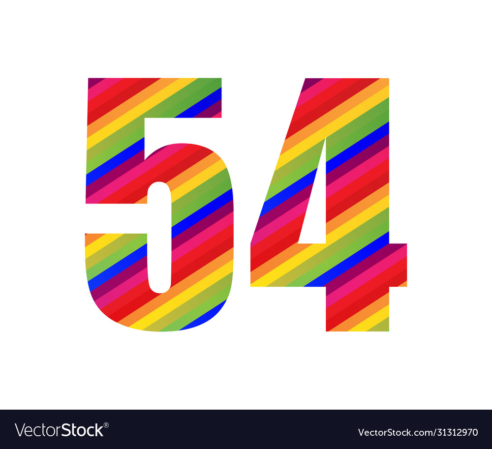 54 number rainbow style numeral digit colorful