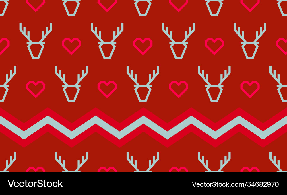 Christmas pattern background seamless deer Vector Image