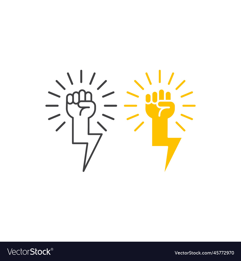 Electricity power fist hand with thunder bolt Vector Image