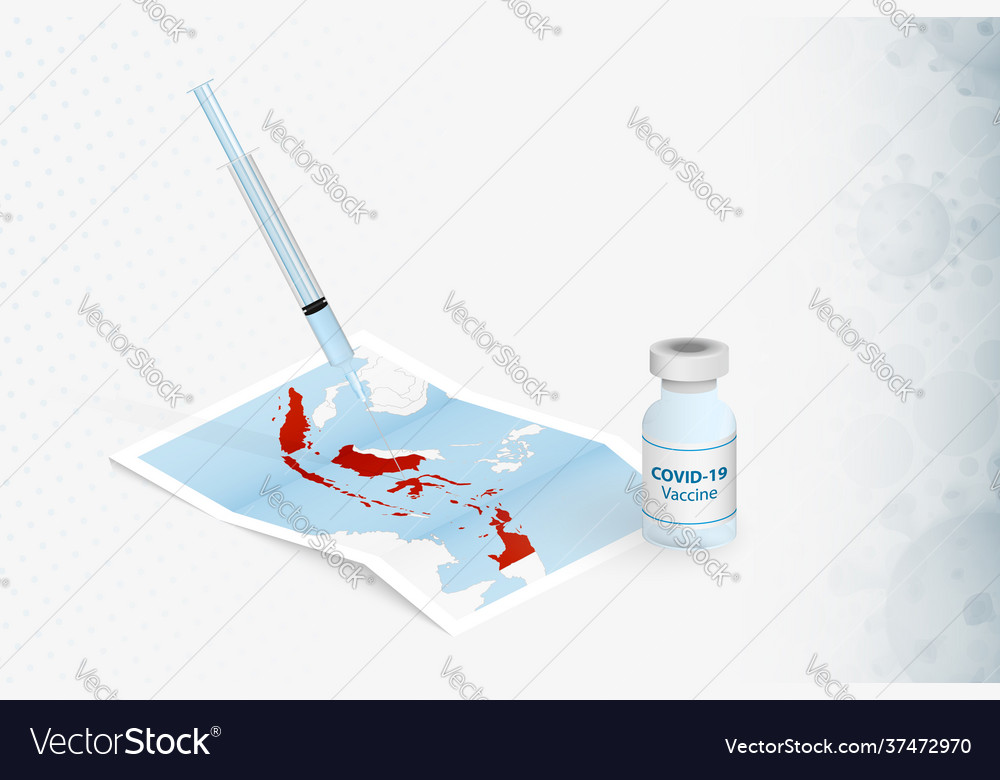 Indonesia vaccination injection with covid-19 Vector Image