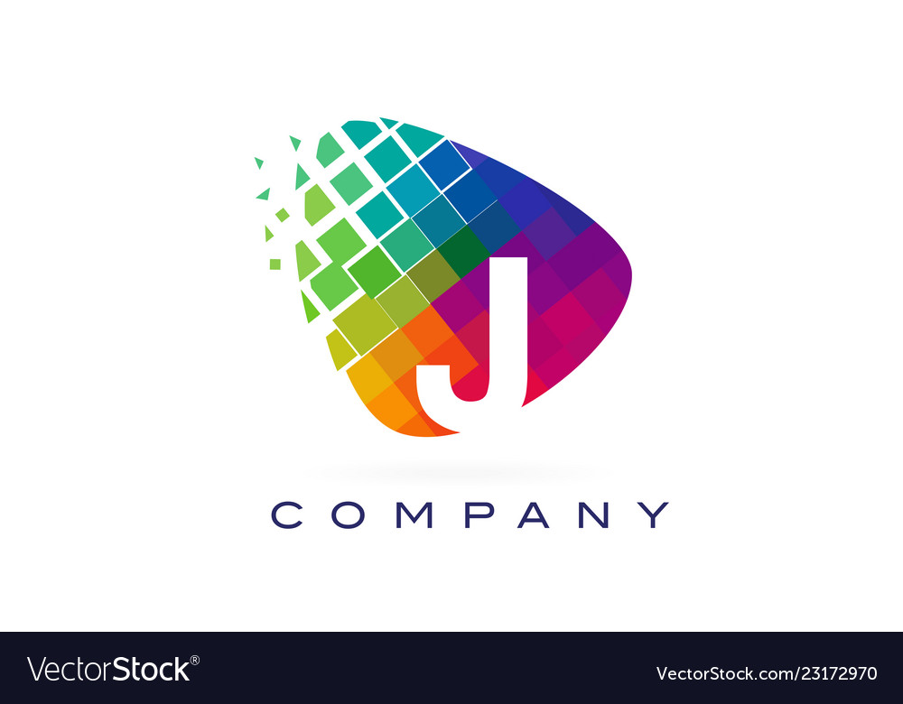 Letter j colourful rainbow logo design Royalty Free Vector