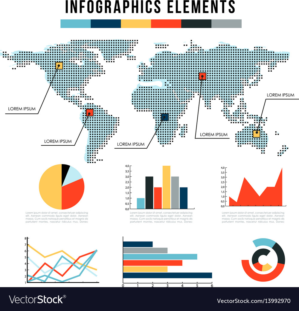 Modern infographics elements set of graphs vector image Modern infographics elements set of graphs