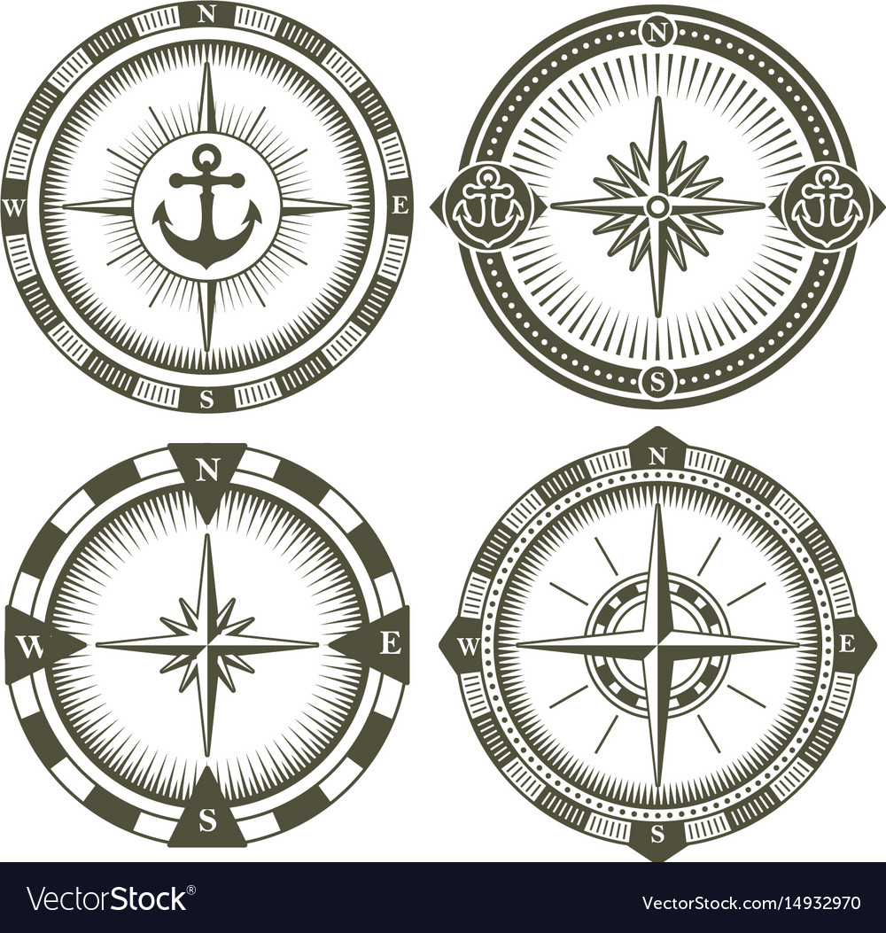 Set Of Vintage Compasses Royalty Free Vector Image