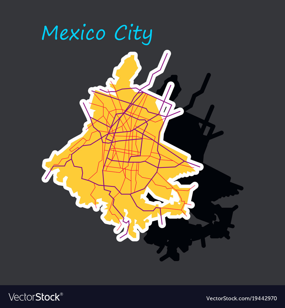 Sticker color map mexico city mexico city plan Vector Image