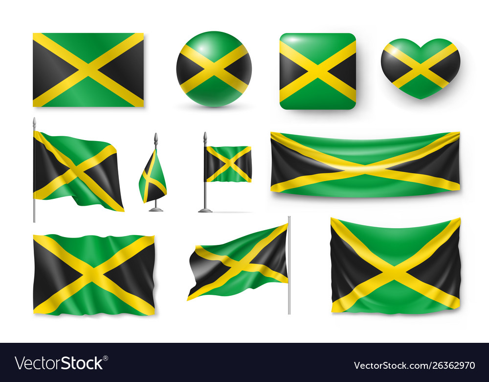 Various Flags Jamaica Caribbean Country Royalty Free Vector