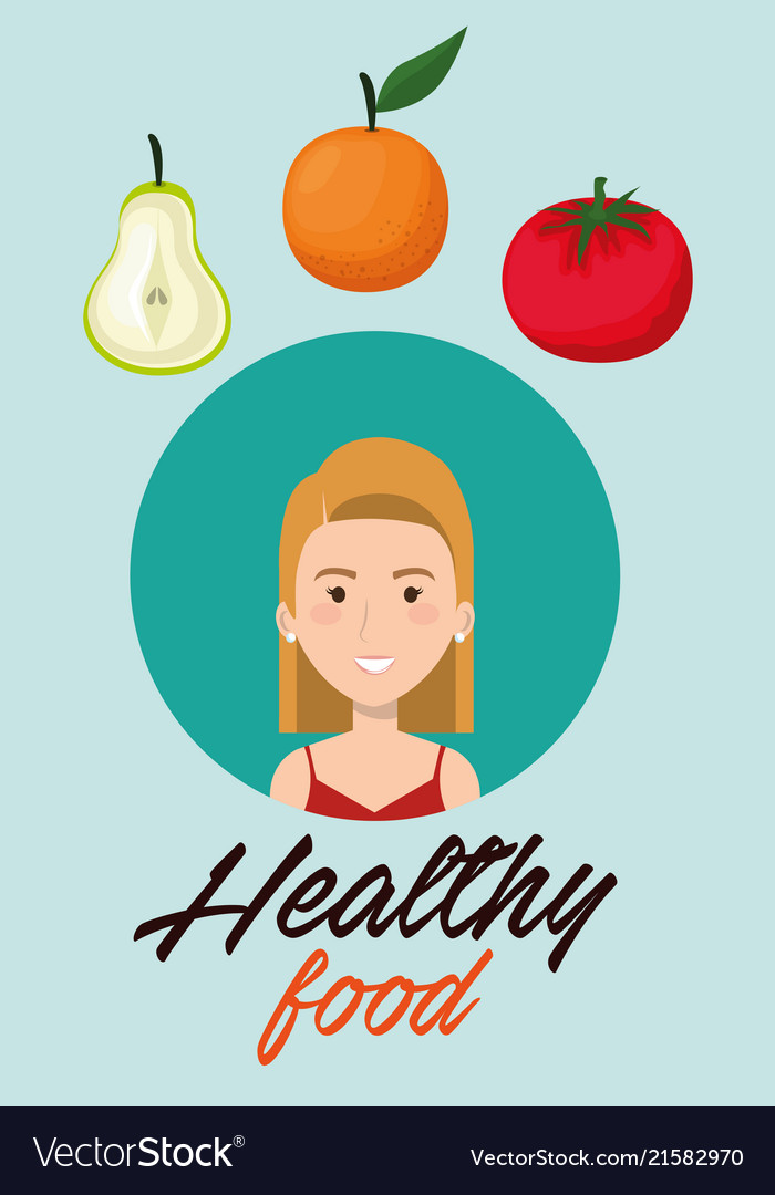 Young woman with fruits healthy food Royalty Free Vector