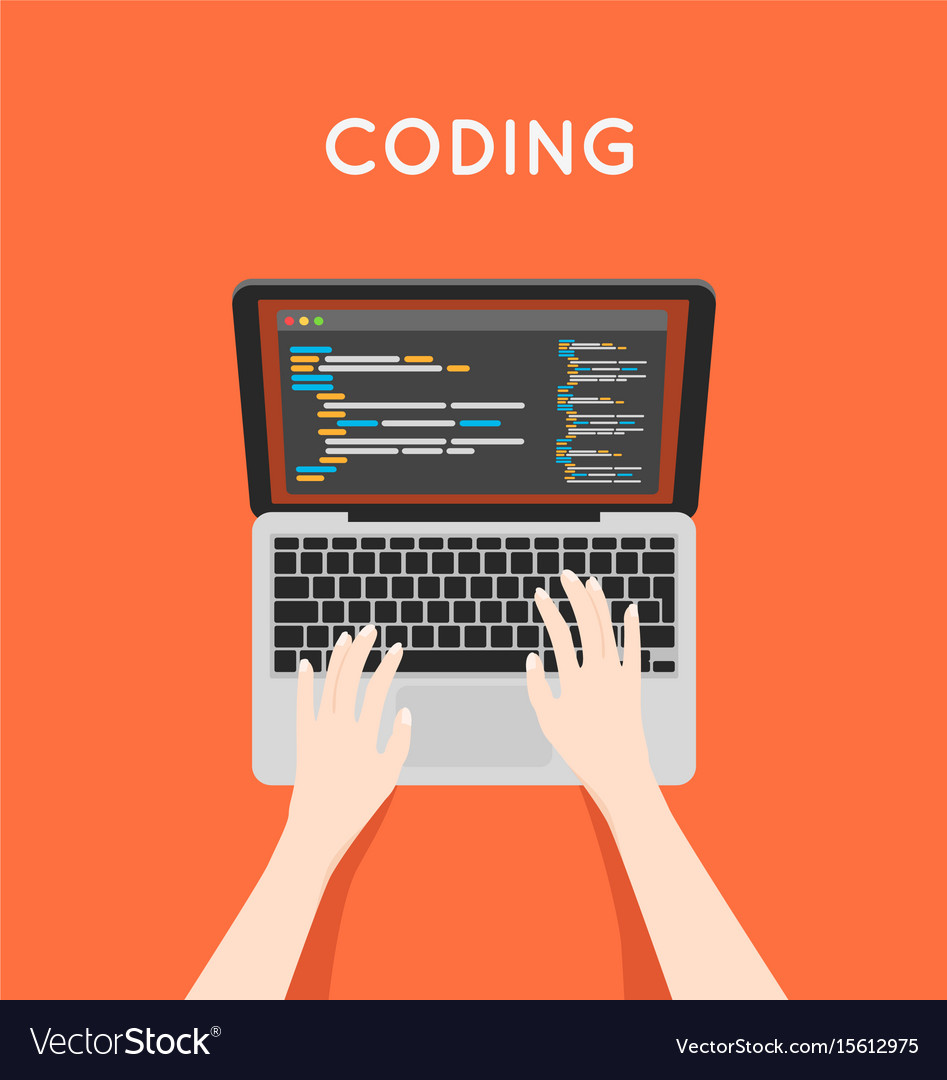 Download Coding php or html on laptop programming Vector Image