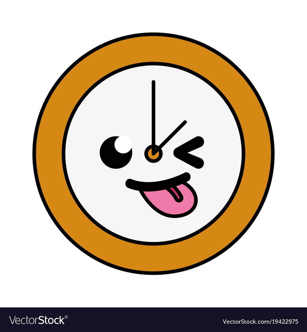 Colorful Funny Circle Clock Kawaii Cartoon Vector Image