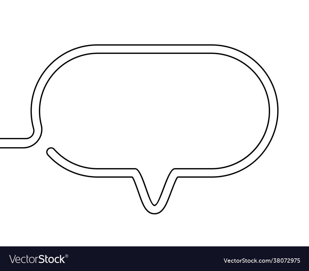 Continuous line drawing speech bubble black Vector Image