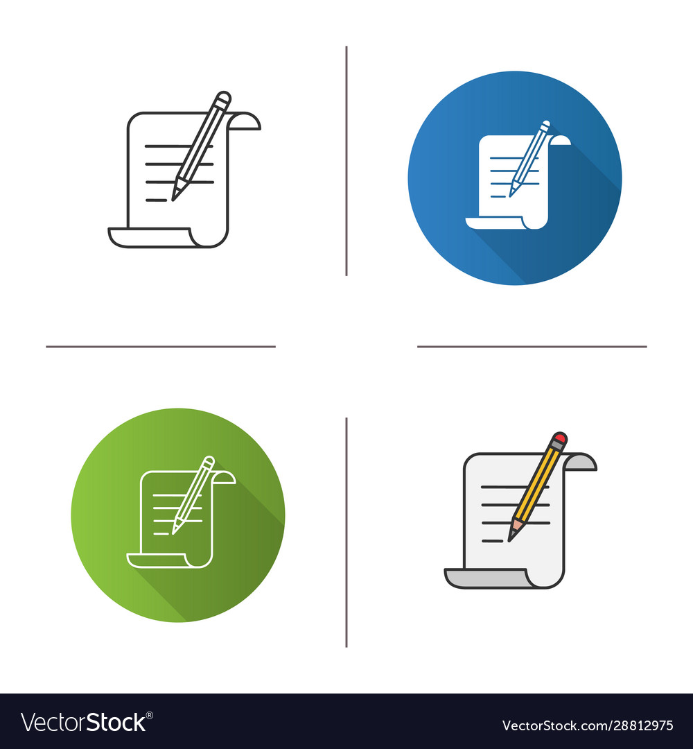 Paper scroll with text and pencil icon Royalty Free Vector