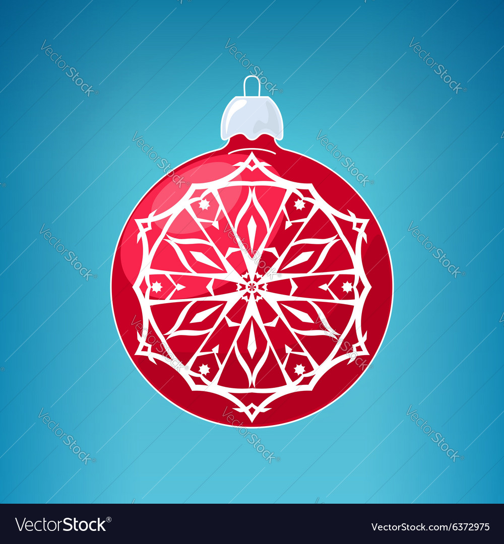 Red ball with snowflake merry christmas Royalty Free Vector