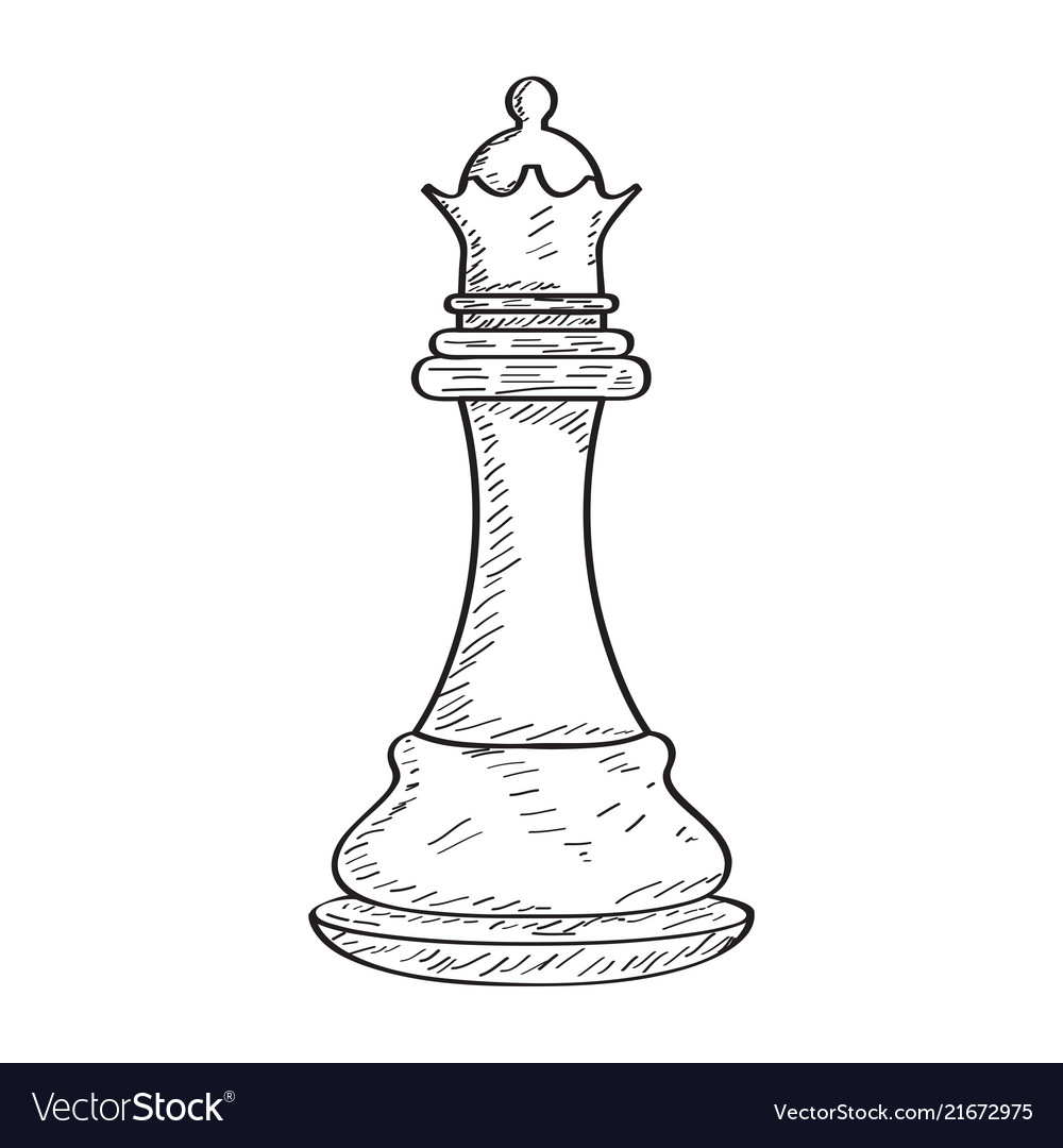 Handdrawn Sketch Queen Chess Piece On Stock Vector (Royalty Free