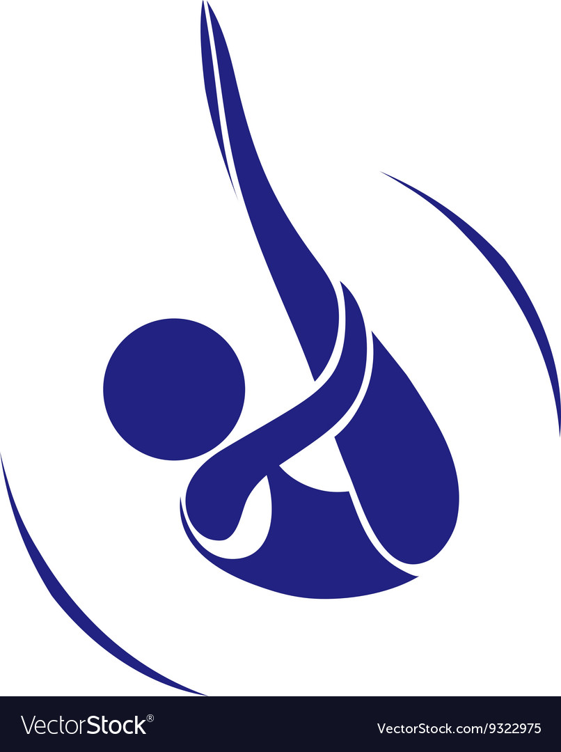 Sport icon design for diving in blue color