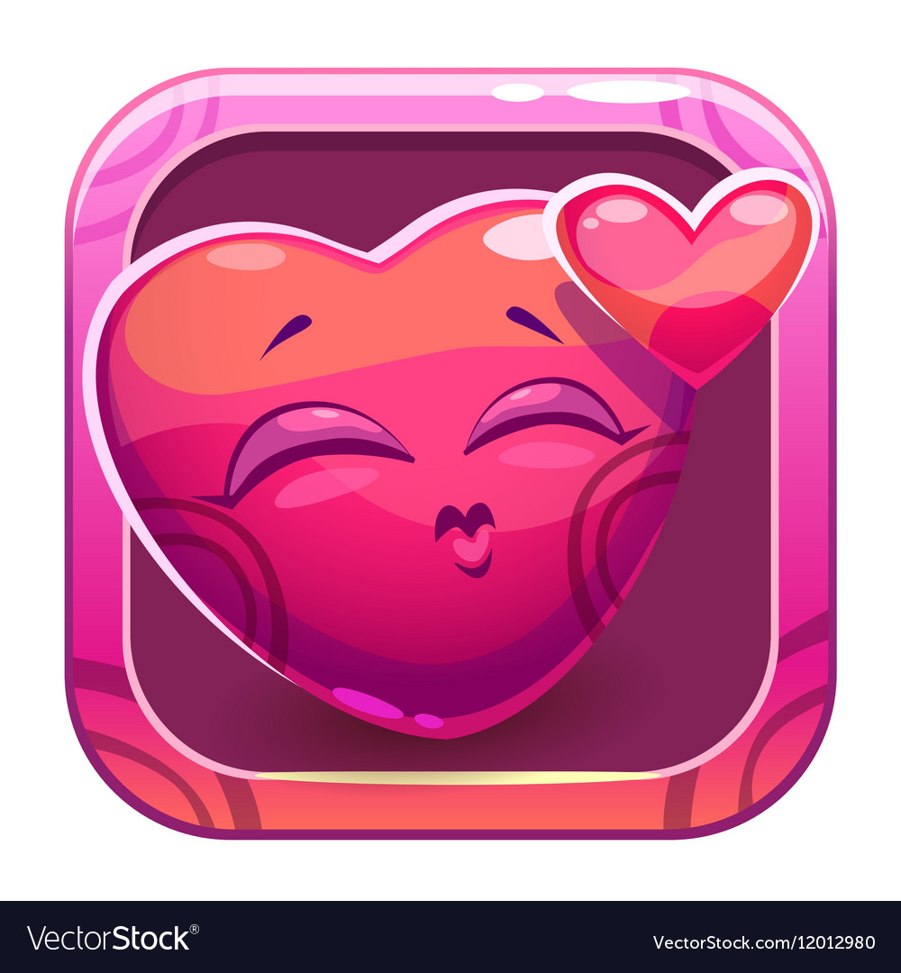 App icon with funny cute pink character Royalty Free Vector
