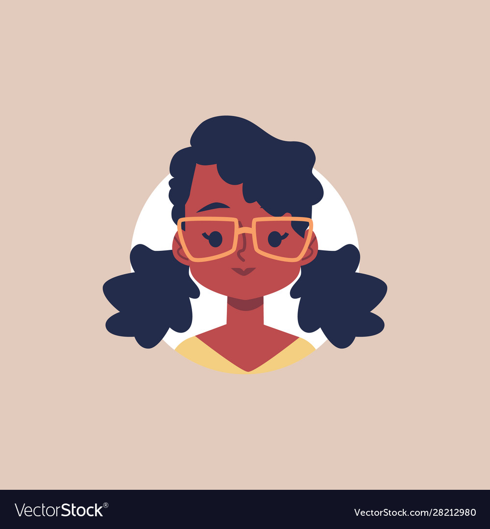 Cute african girl with glasses - flat avatar