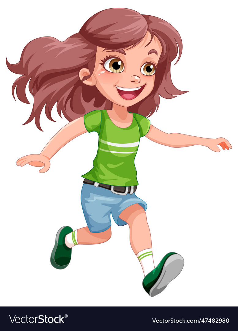 Cute Girl Running Cartoon Character Royalty Free Vector 9514