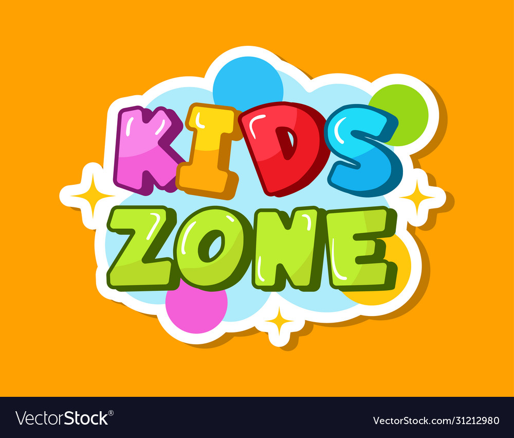 Kids zone banner cute logo for children playroom Vector Image