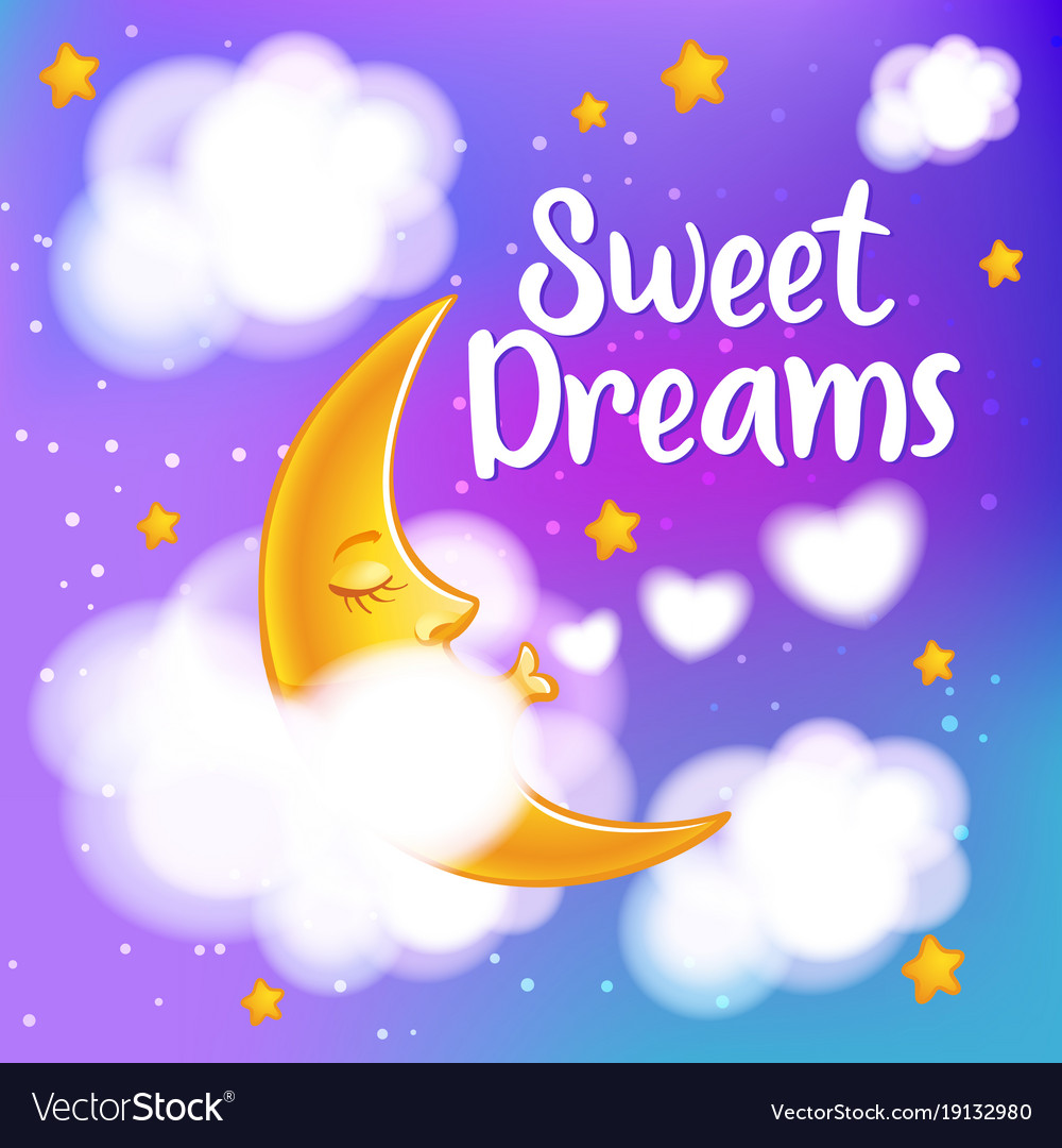 Moon Clouds And Stars Sweet Dreams Wallpaper Vector Image