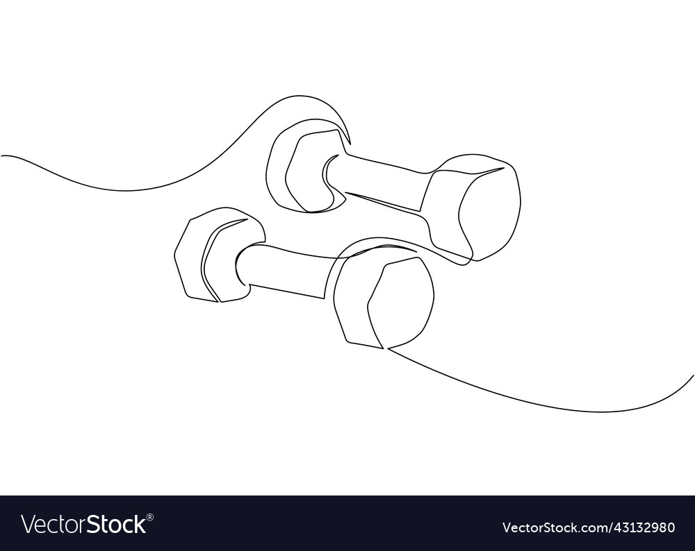 Set of dumbbells one line art continuous