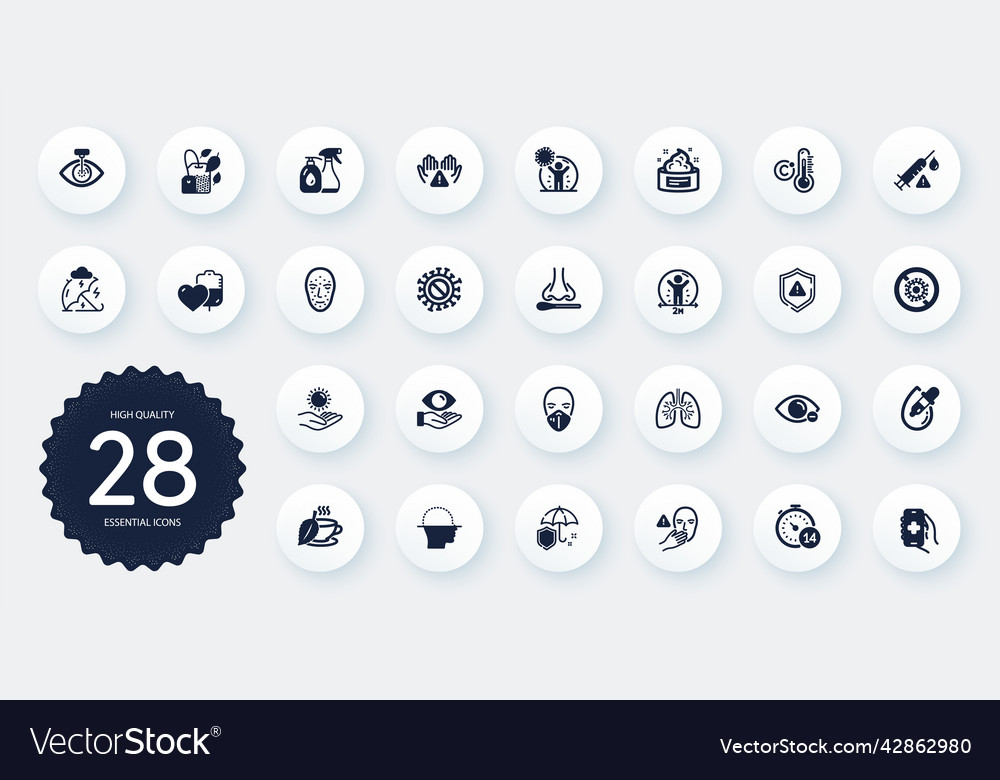 Set of medical icons such as lungs nasal test