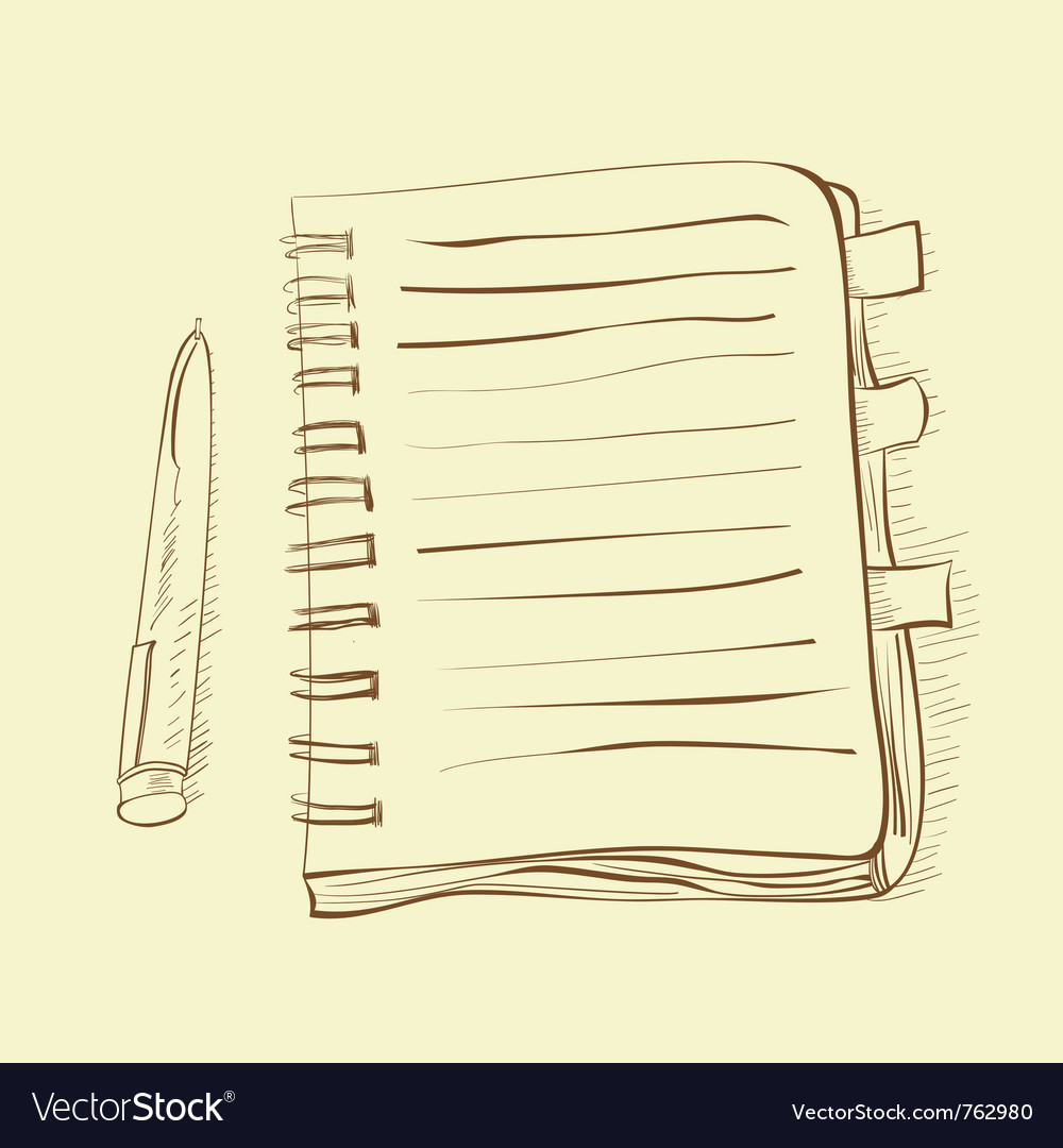 Sketch with notebook Royalty Free Vector Image