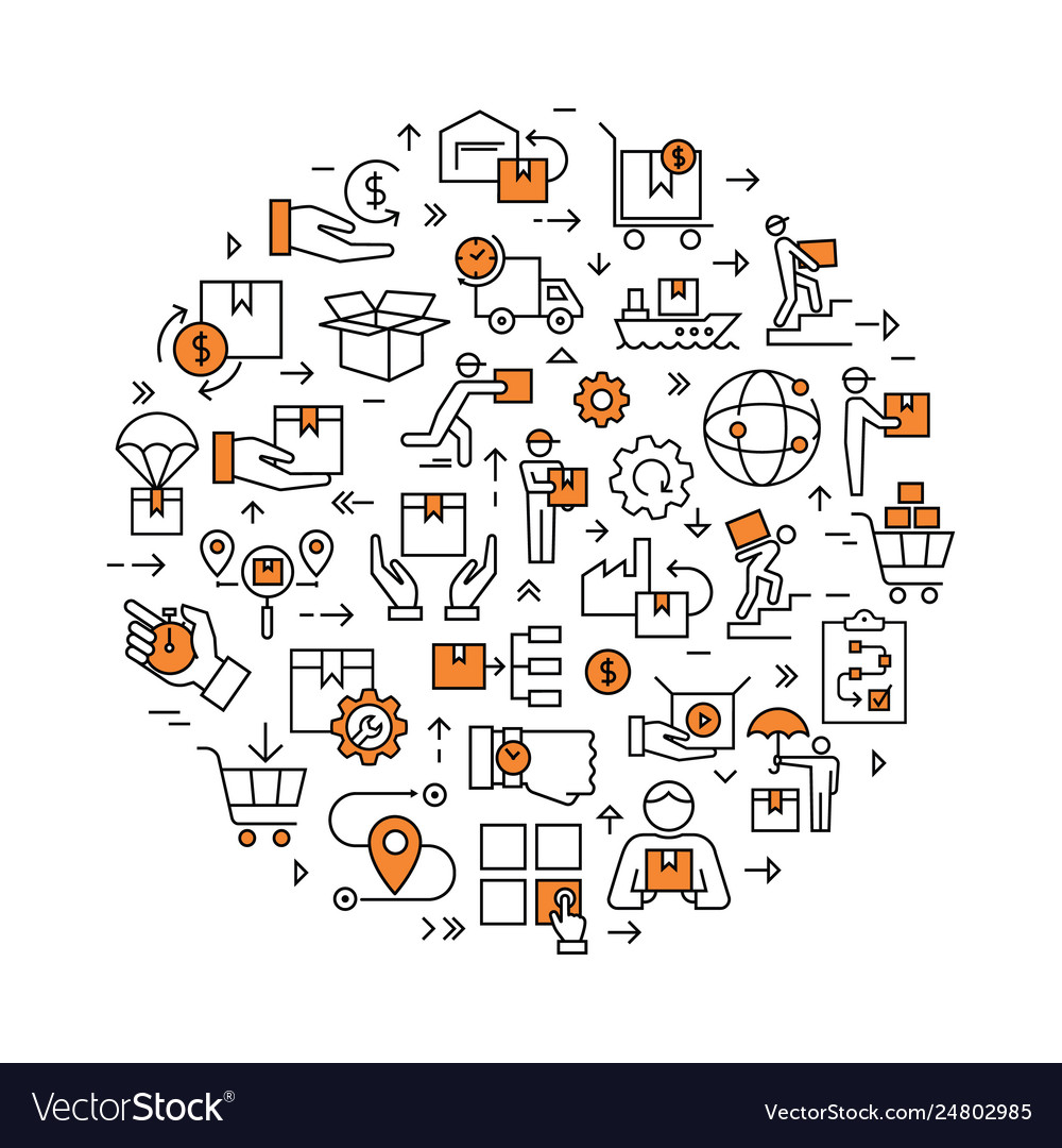 Circular colorful template delivery logistic set