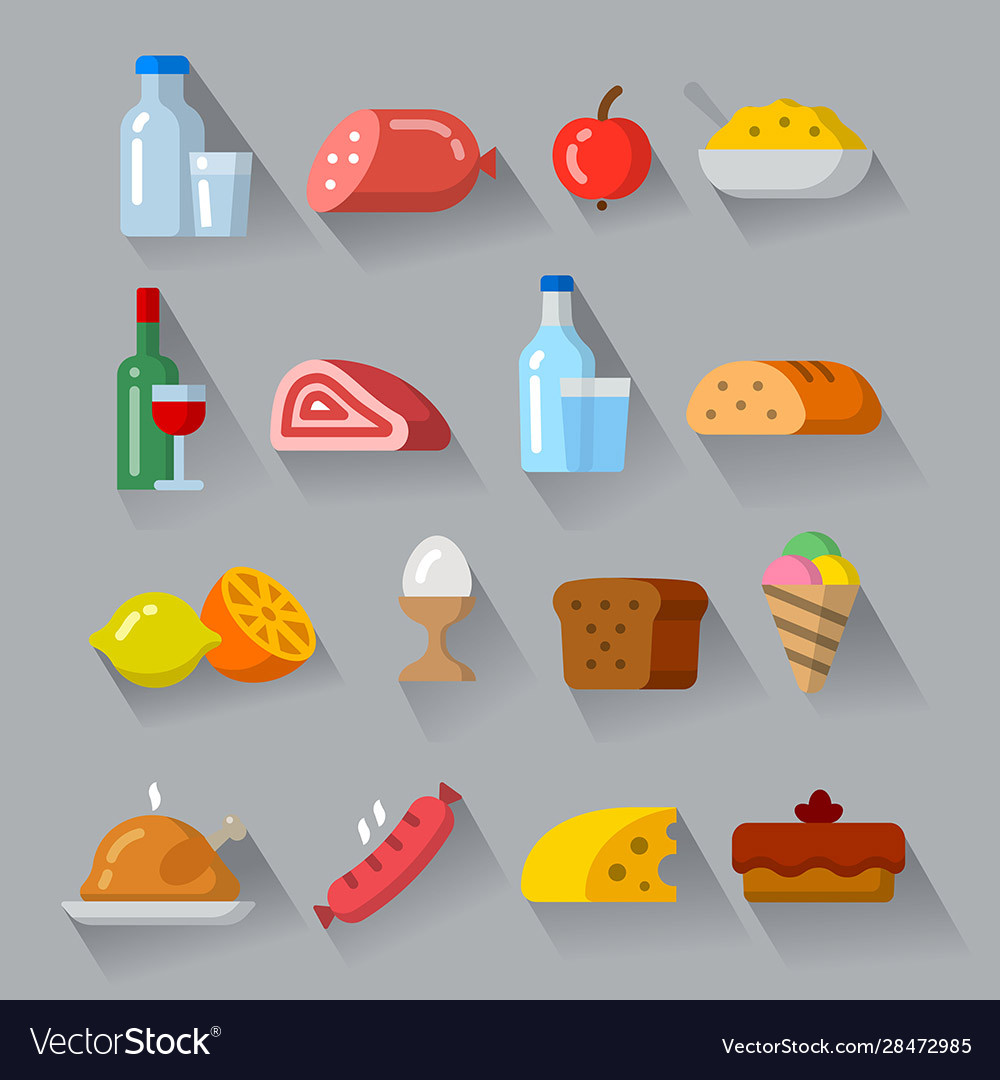 Food icon set Royalty Free Vector Image - VectorStock