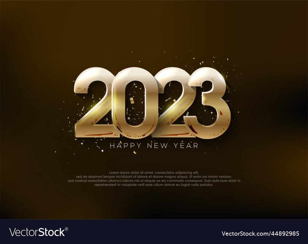 Golden number 2023 happy new year greeting Vector Image