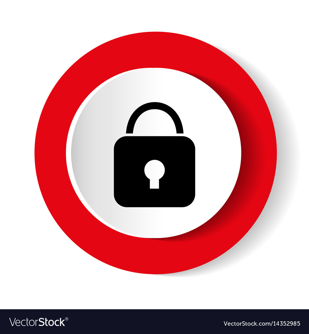 lock-icon-red-glossy-circle-web-icon-on-white-vector-image