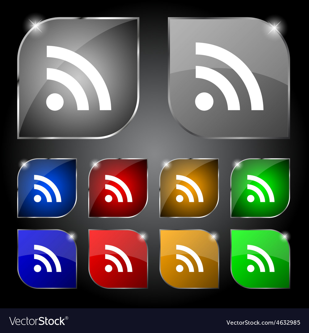 Rss feed icon sign set of ten colorful buttons