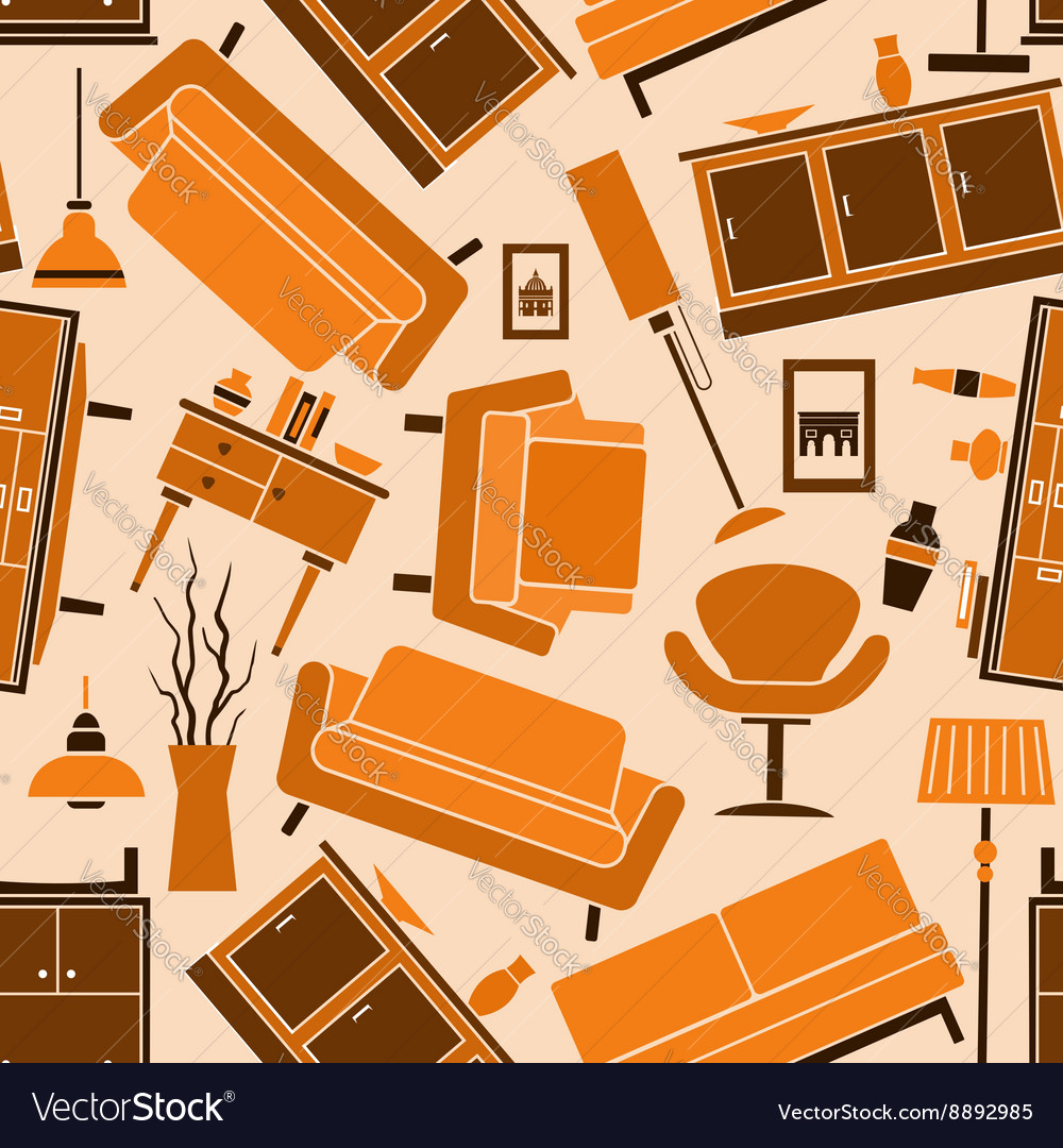 Seamless home furniture pattern background Vector Image