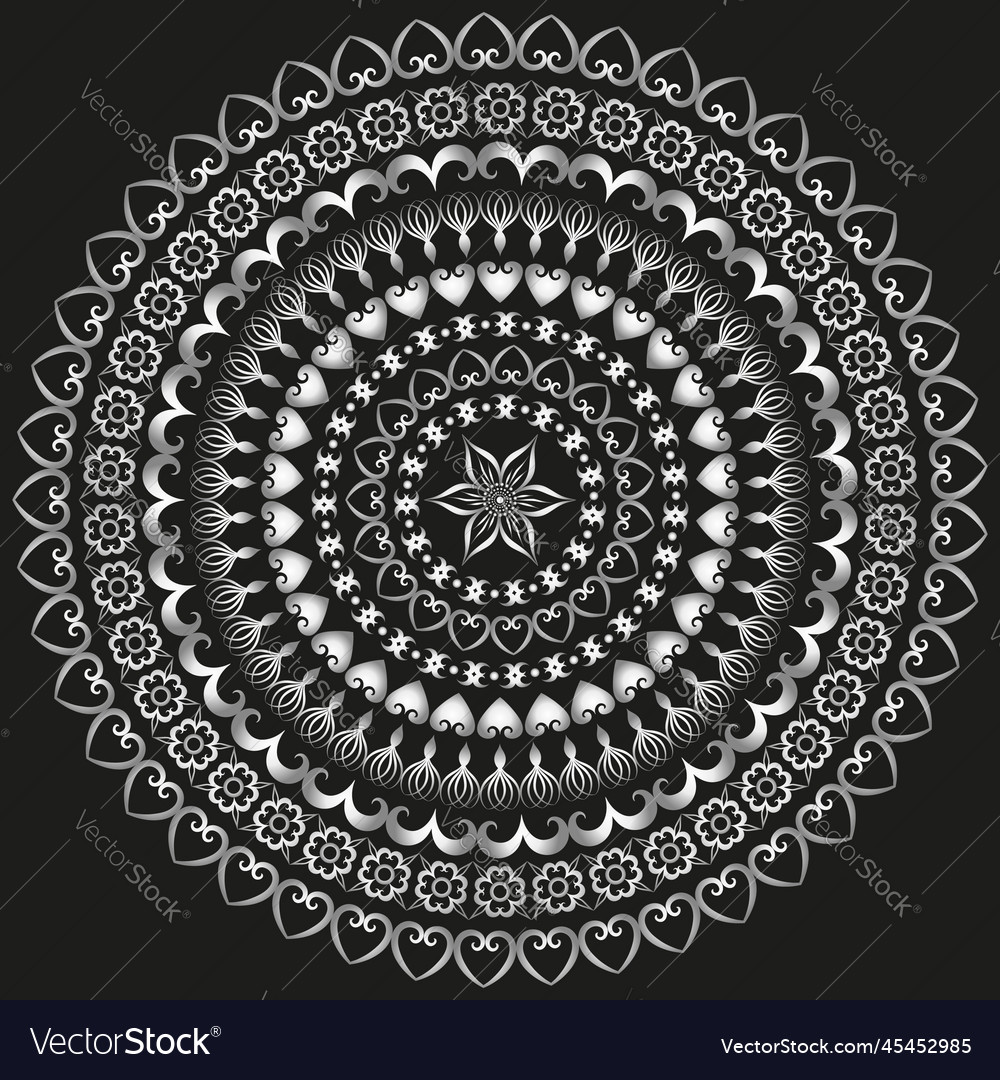 Silvery gradient vintage mandala