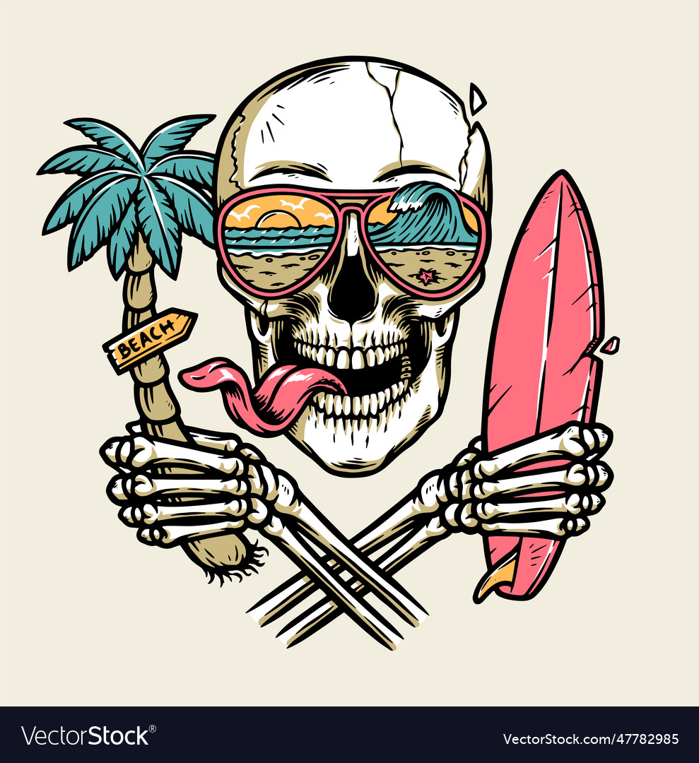 Skull glasses with beach view Royalty Free Vector Image