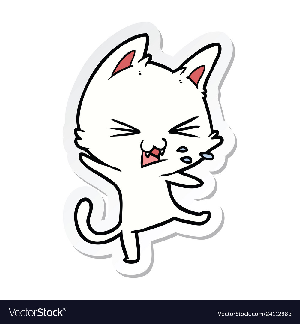 Sticker of a cartoon cat throwing tantrum Vector Image